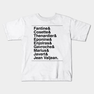 Les Miserables Characters Kids T-Shirt